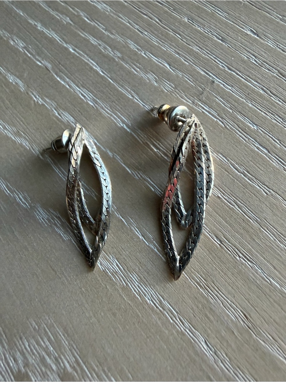 Sterling Silver Twisted Leaf Drop Earrings - Silver